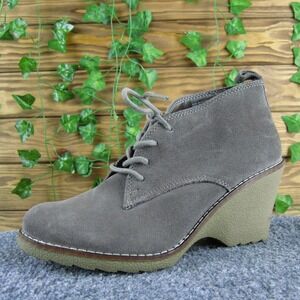 White Mountain Lambert Women 9 Taupe Suede‎ Lace Up Wedge Booties Comfort